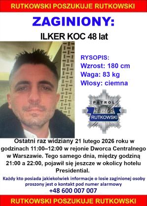 Zaginął w centrum Warszawy. Biuro Rutkowski szuka Ilkera Koca